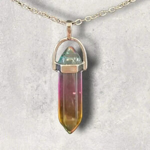 Glass Rainbow Pendant Necklace